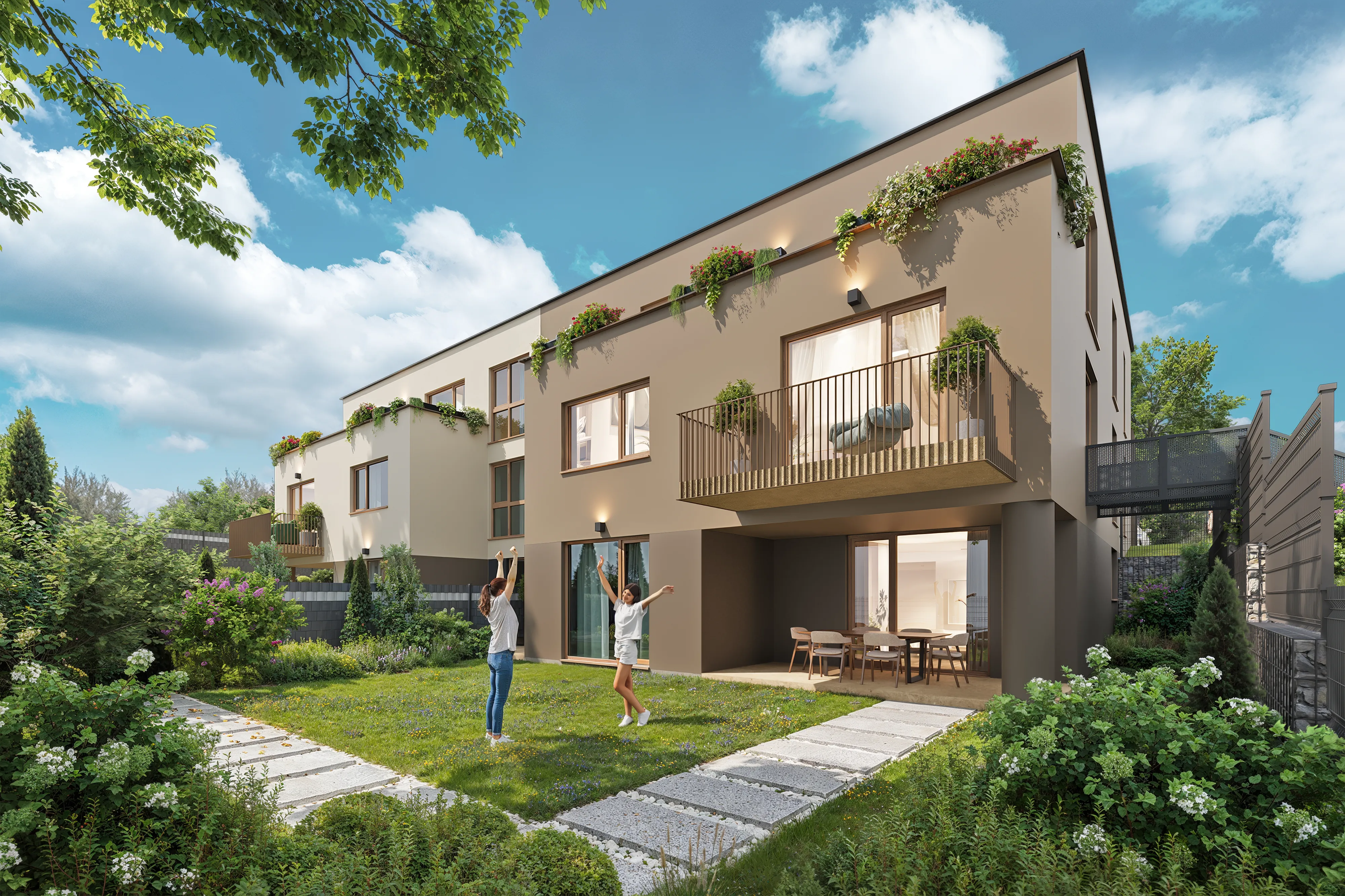 Vizualizace exteriéru projektu Viladomy Šlapanice – pohled 03